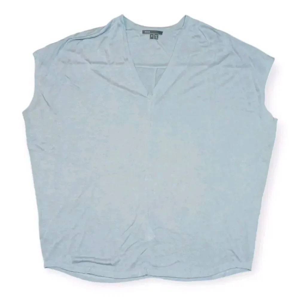 Vince Light Blue Sheer Oversized Blouse | Women's Size S/P | Center Seam Detail